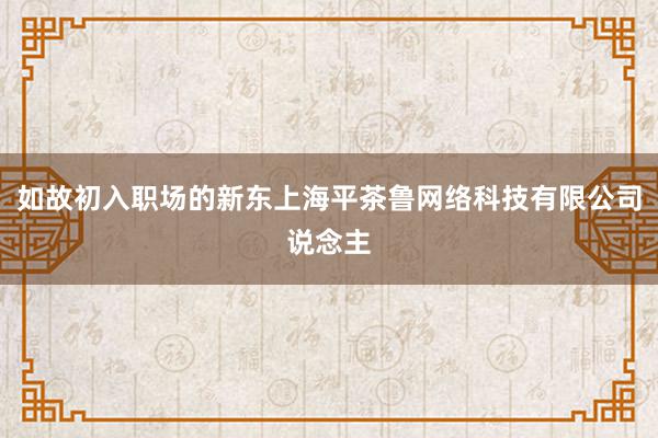 如故初入职场的新东上海平茶鲁网络科技有限公司说念主